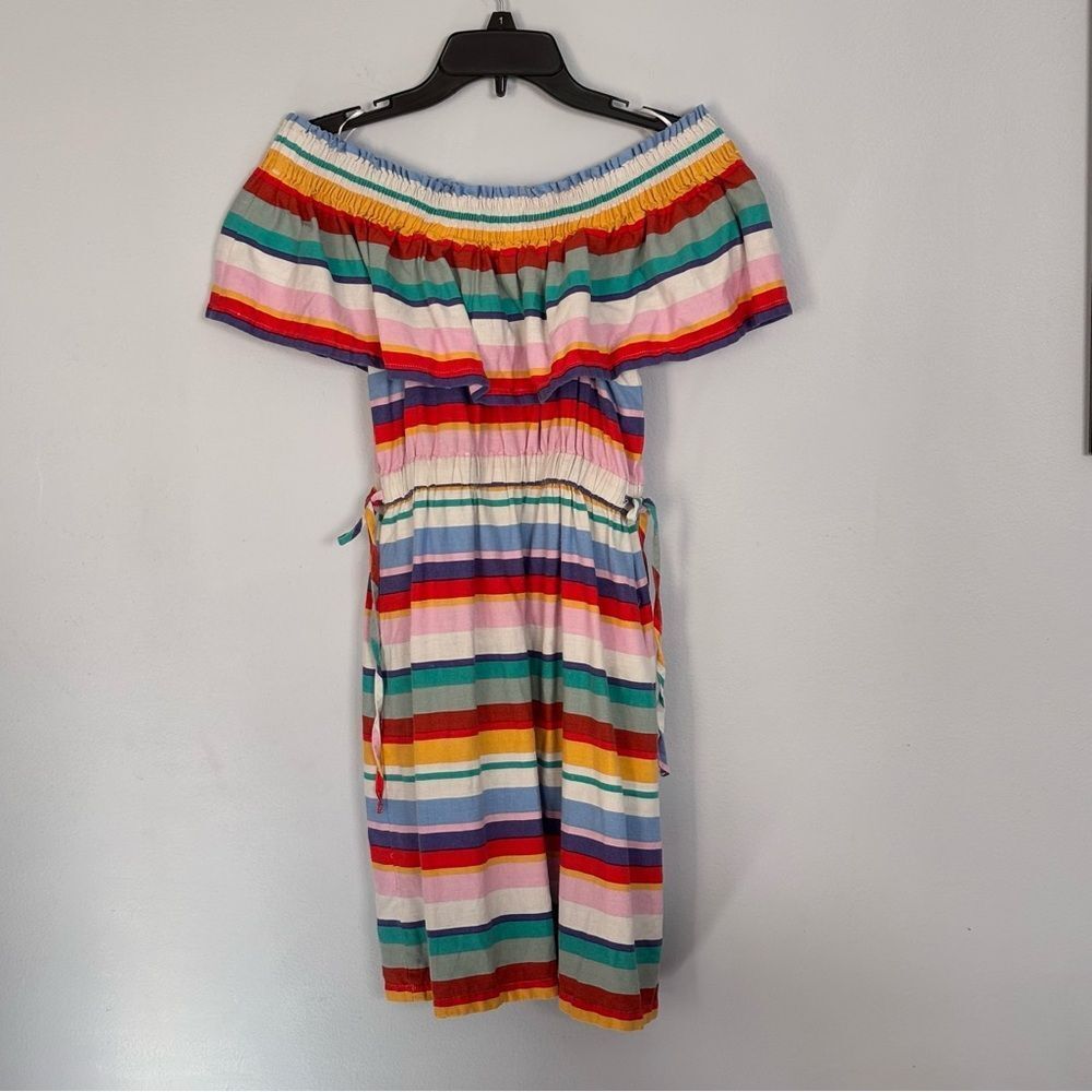 4Our Dreamers Anthropologie Women’s Multicolor Off the Shoulder Striped Dress XS - Picture 2 of 16
